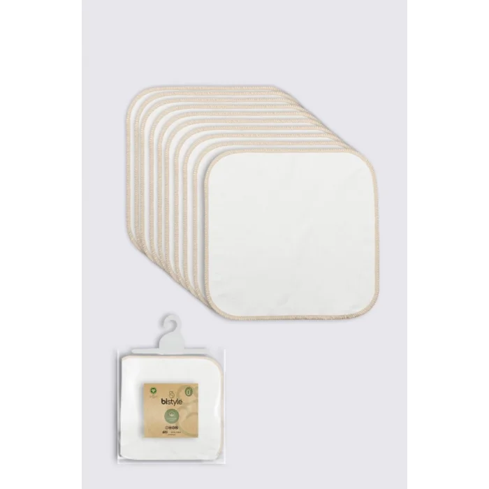 Organik 28x28 10Lu Penye Mendil 90101 Ekru