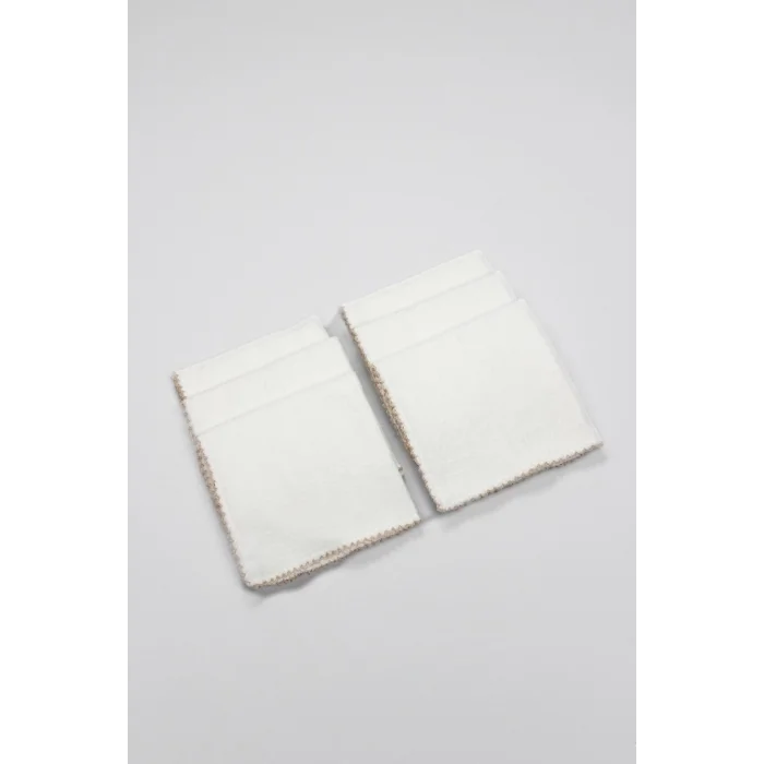 Organik 28x28 6Lı Havlu Mendil 90105 Ekru
