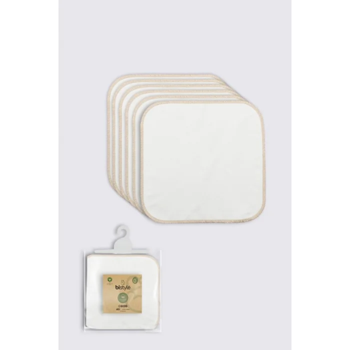 Organik 28x28 6Lı Penye Mendil 90103 Ekru