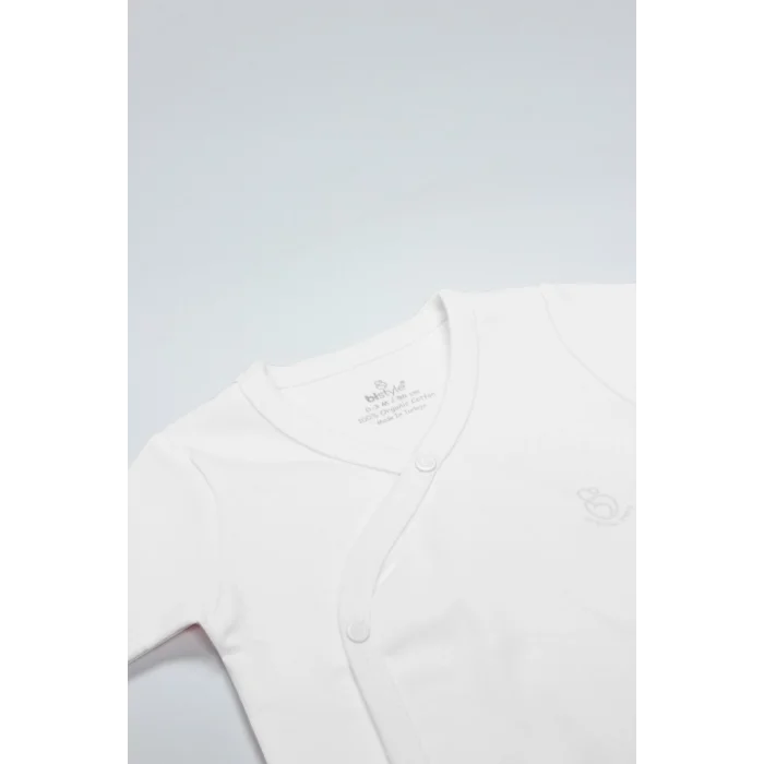 Organik Natural Basic Style Kruvaze Uzun Kol Body BS17102 Beyaz