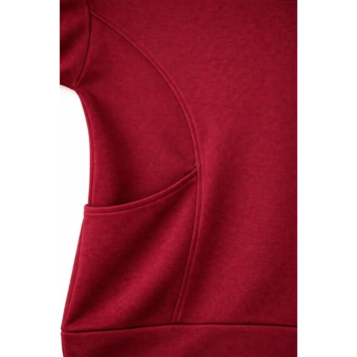 Osy Modal yumuşak dokulu Kumaş Tesettür Cepli Tunik Pantolon Takım - Bordo