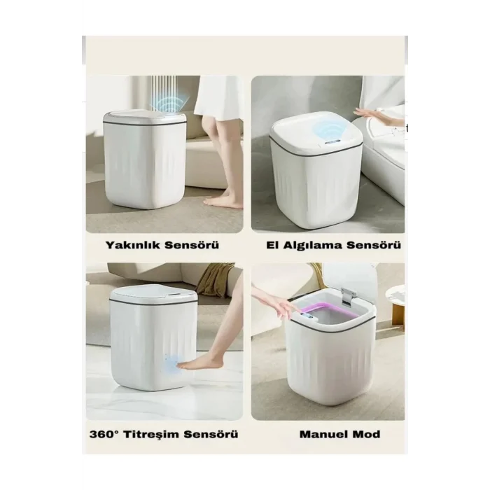Otomatik Hareket Sensörlü Akıllı Çöp Kovası – 20 Litre Sessiz ve Hijyenik Kullanım