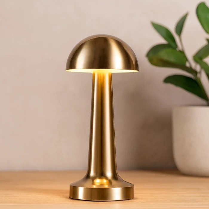 Oval Metal Mantar Masa Lambası - Dokunmatik Type-C 3 Mod