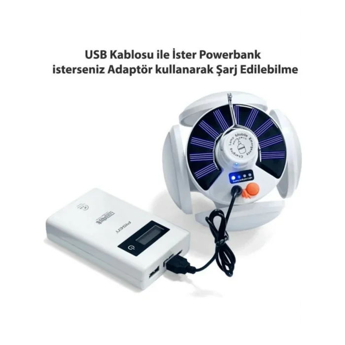 P-038 Solar Güneş Enerji Ve Usb Sarjli 5 Kanatlı