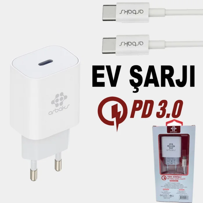 PD QC3 / 18W TYPE-C To TYPE-C Şarj Aleti Arbaks ARB-017
