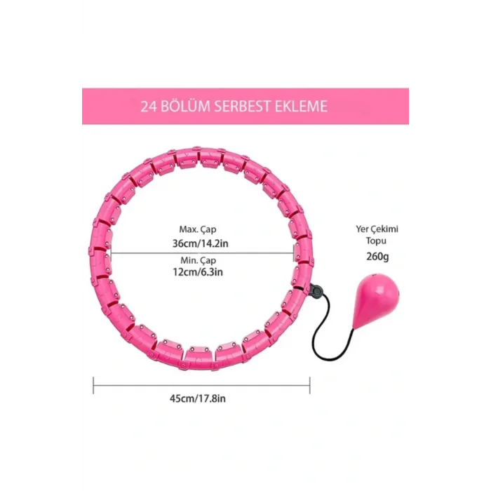 Pembe Hula Hoop Çember 24lü Hulahoop, Egzersiz Çemberi, Egzersiz