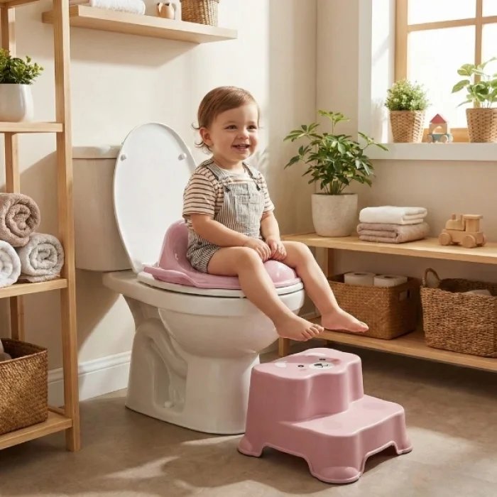 Pembe Kulplu Çocuk Klozet Adaptörü