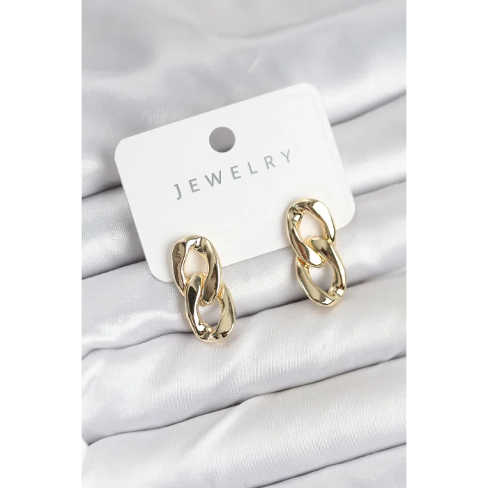 Pirinç Gold Renk Zincir Model Kadın Küpe