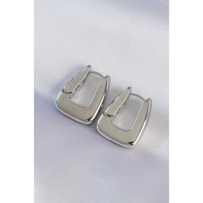 Pirinç Gümüş Renk Kalın Küpe