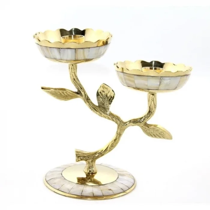 Pirinç Sedefli 2li Şamdan