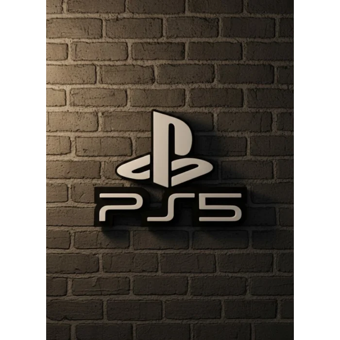 PlayStation 5 Logo Duvar Dekoru Minimal Tasarım 16×12 cm