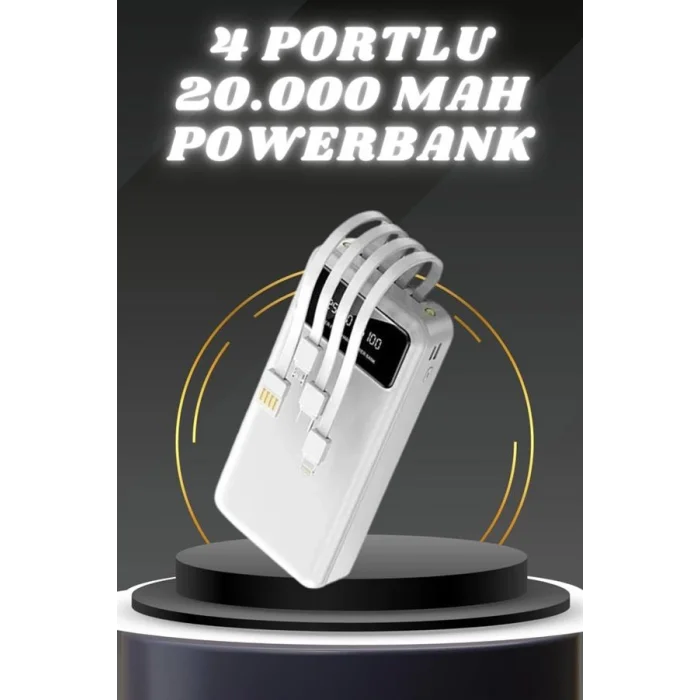 Powerbank Şarj Cihazı 4 Çıkışlı 20.000 MAH Powerbank Kompakt Yüksek Kapasiteli Hızlı Şarj