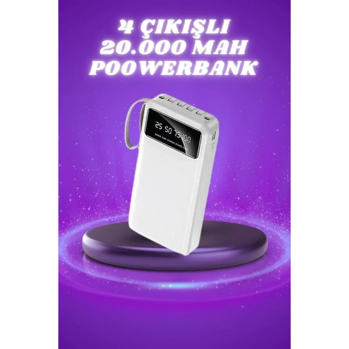Powerbank Şarj Cihazı 4 Çıkışlı 20.000 MAH Powerbank Taşınabilir Çoklu Giriş