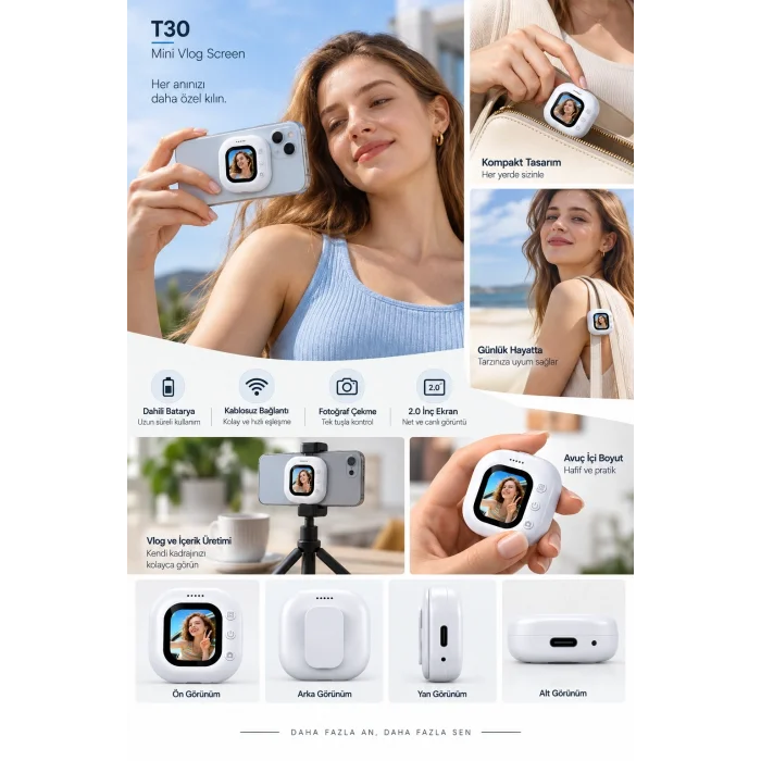Pratik Kullanım Kablosuz Mini Selfie Ekranı