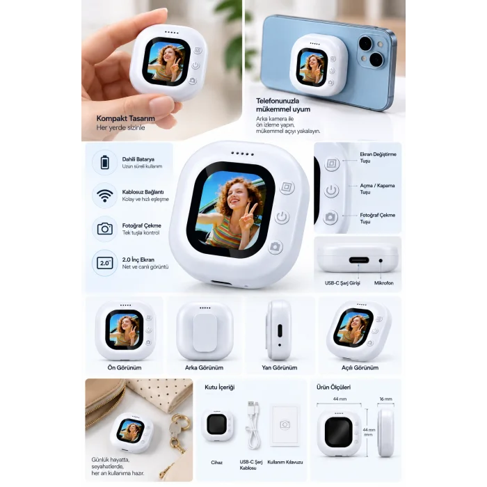 Pratik Kullanım Kablosuz Mini Selfie Ekranı