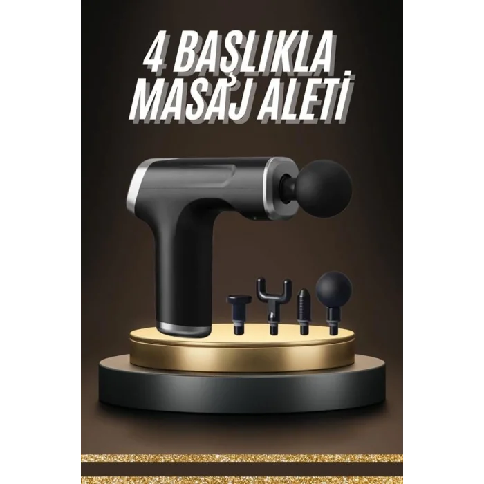 Profesyonel Masaj Tabancası Sporcu Masaj Aleti 4 Başlıklı Şarjlı Titreşimli