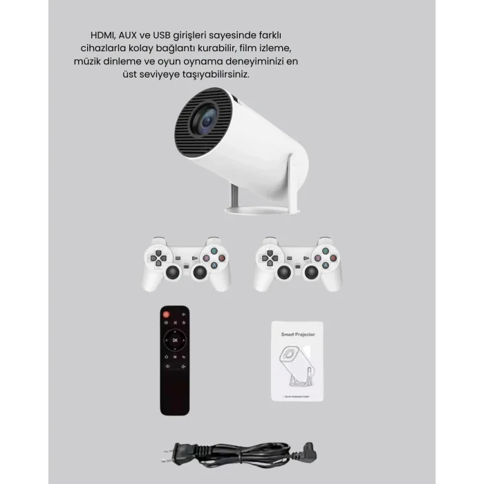 Projeksiyon Cihazı 4K Destekli Kablosuz Bağlantılı Bluetooth 5.0