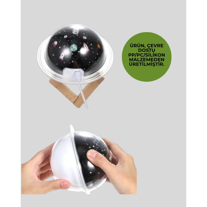 Projektör ışığı bulunan USB bağlantılı mini aromaterapi destekli hava nemlendirici