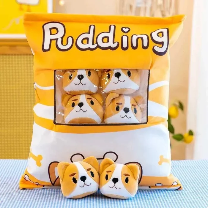 Pudding Peluş Yastık - 8 Mini Peluş - Oyuncaklı Yastık