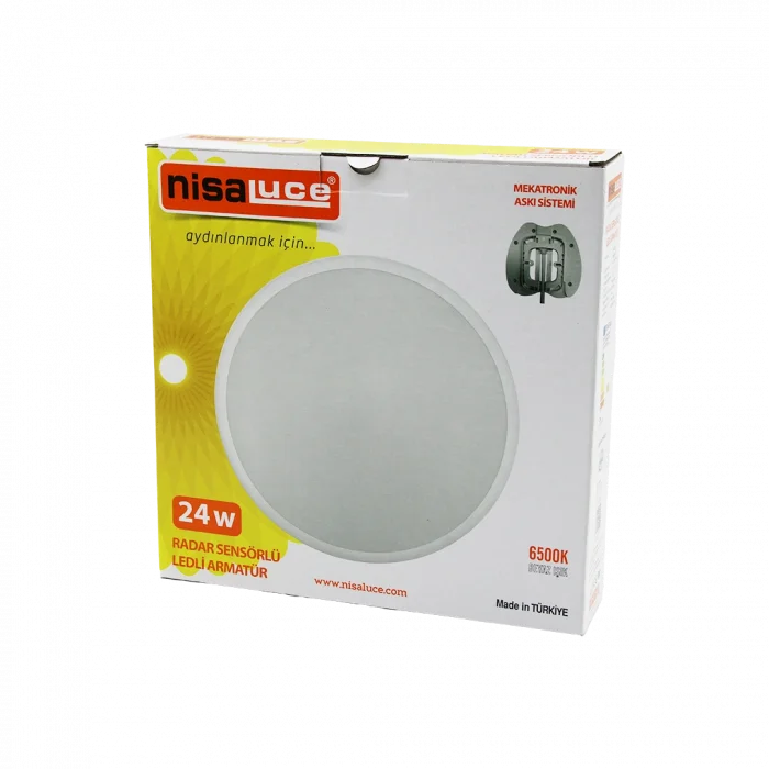 Radar Sensörlü 24W LED Armatür 6500K - 2160 lm Beyaz