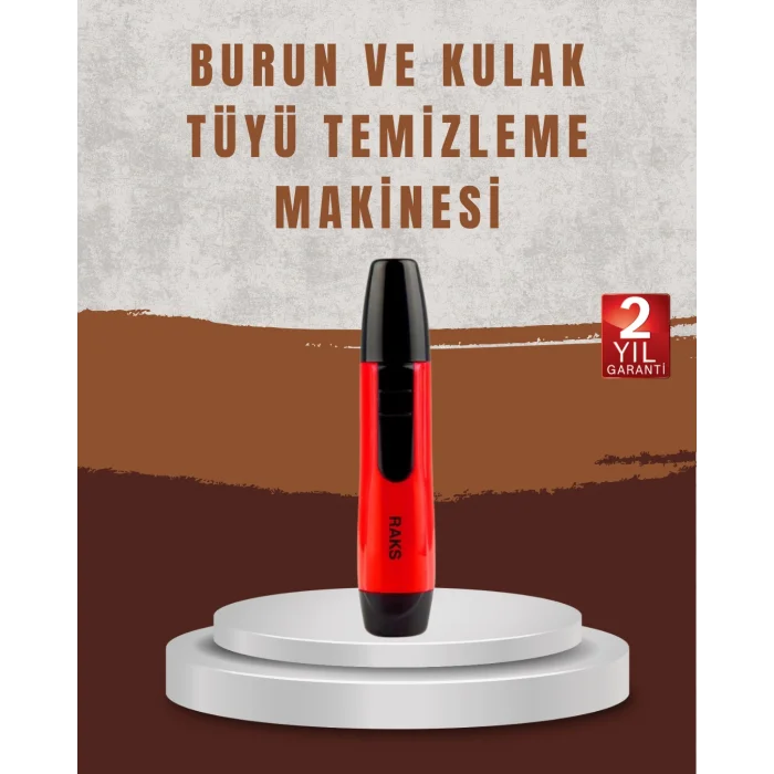 Raks Leo Burun Kulak Tüy Alma Makinesi 45 dk Şarj Süreli Kırmızı