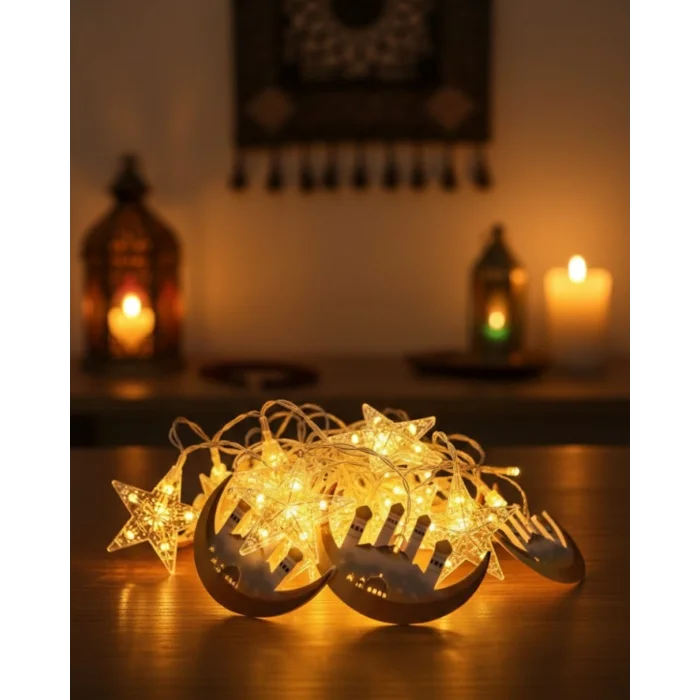 Ramazan Dekorasyonu İçin 3 Metre Hilal Yıldız LED Işık