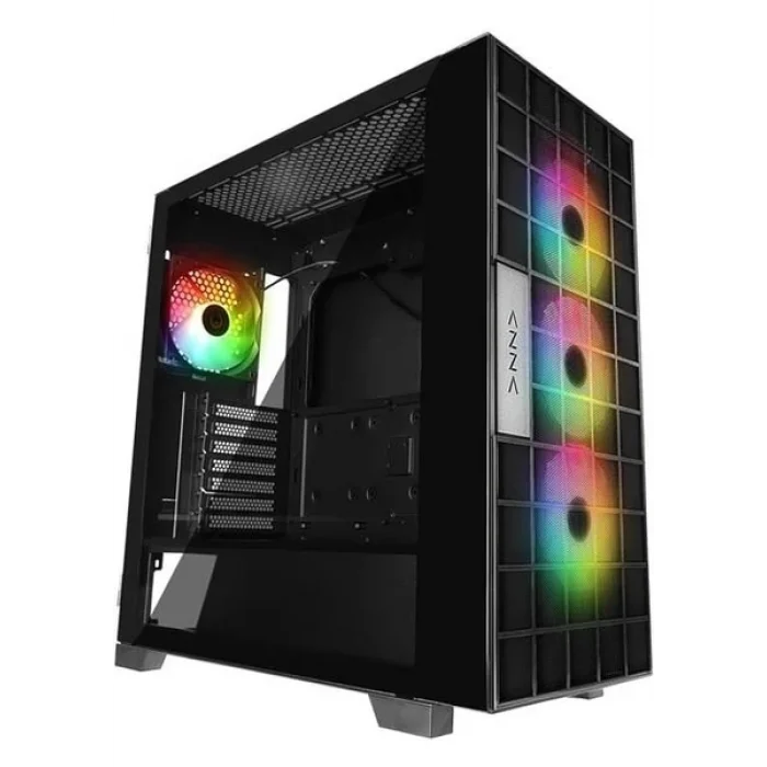 RAMPAGE AZZA V2 TEMPERLİ CAM Siyah ARGB FAN+TYPE-C ATX MİD-T GAMING KASA