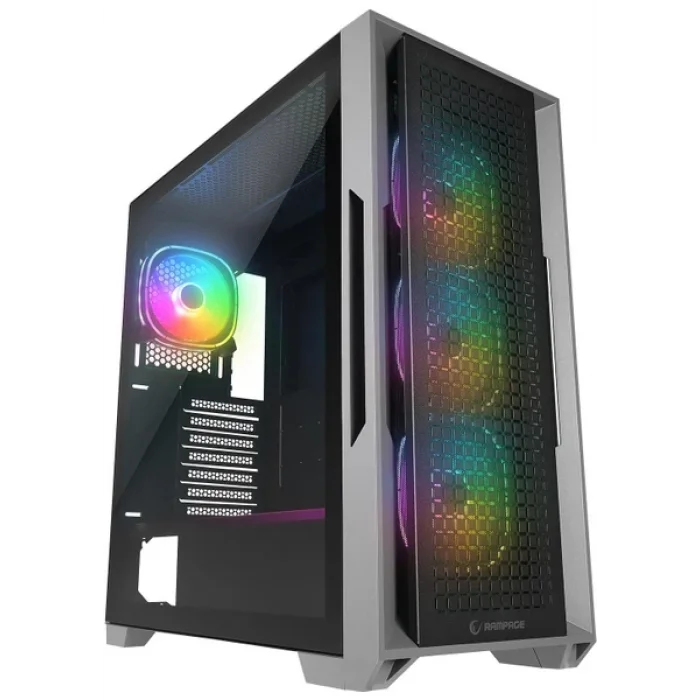 RAMPAGE RADIANT V1 TEMPERLİ CAM+MESH 4xARGB FAN+HUB E-ATX EXCLUSIVE GAMING KASA SIYAH