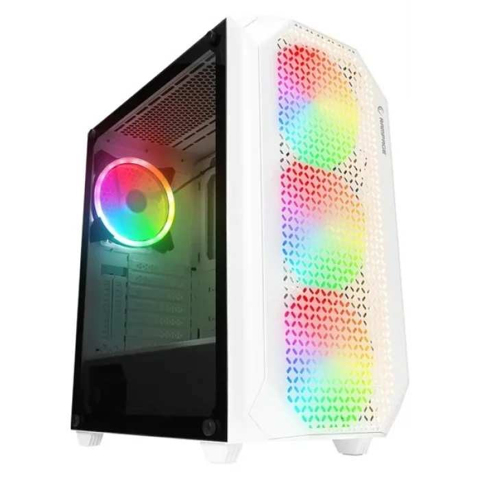 RAMPAGE ZUKO 600W 80+ Mesh Panel 4x RAINBOW 14CM FANLI GAMING ATX KASA BEYAZ