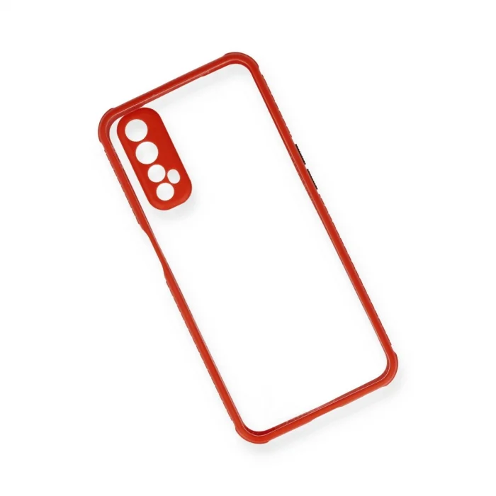 Realme 7 Kılıf Miami Şeffaf Silikon - Kırmızı
