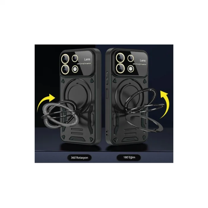 Realme C55 Kılıf Joy Lens Standlı Kapak - Kırmızı