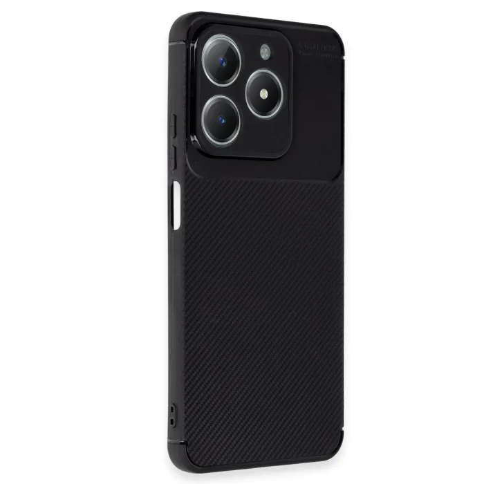 Realme C61 Kılıf Auto Focus Karbon Kapak - Siyah