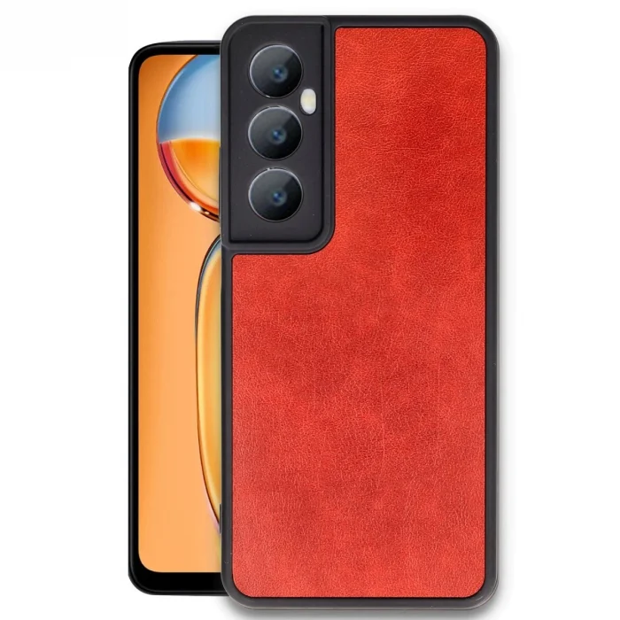 Realme C65 Kılıf Aras Deri Kapak - Kırmızı