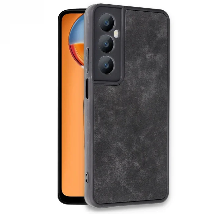 Realme C65 Kılıf Aras Deri Kapak - Siyah