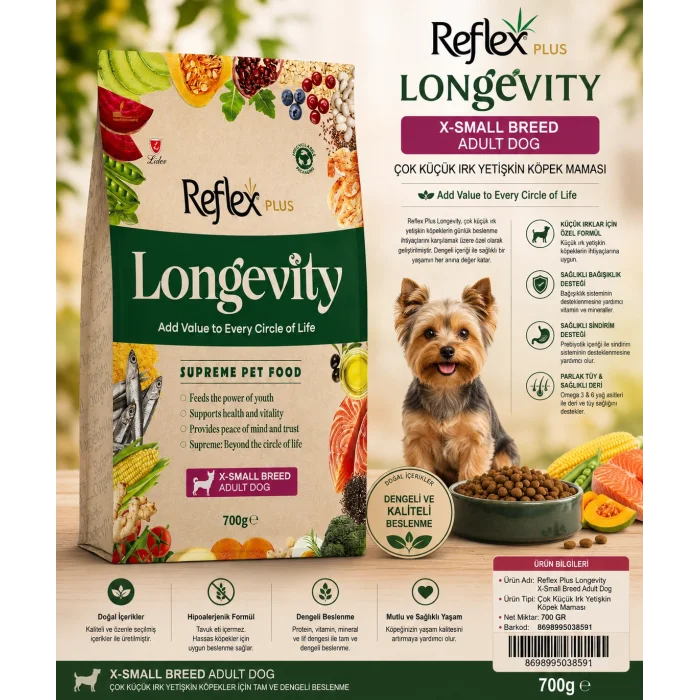 Reflex Plus Longevity Hipoalerjenik Çok Küçük Irk Yetişkin Köpek sı 700gr