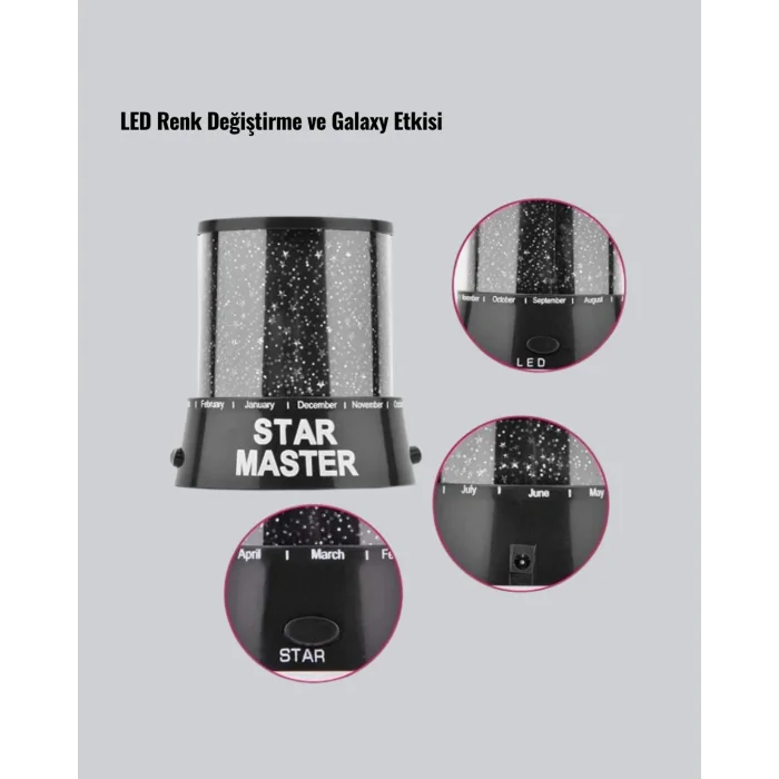 Renk Değiştirmeli LED Yıldız Projektör Parti ve Gece Lambası