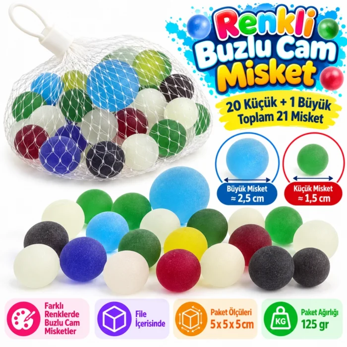 Renkli Buzlu Cam Misket