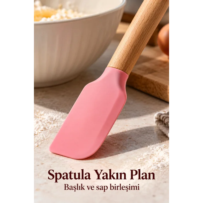 Renkli Mutfak Seti Spatula Kaşık ve Fırça