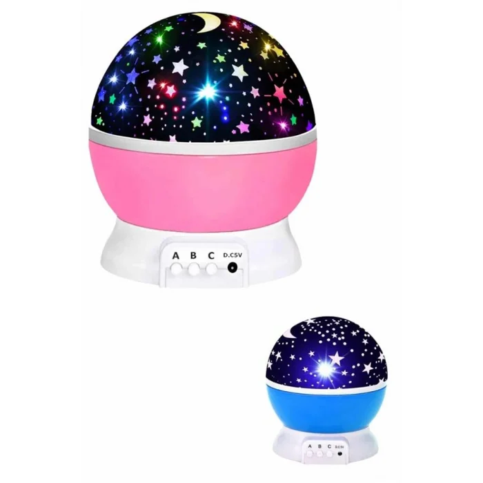Renkli Yıldızlı Gökyüzü Projeksiyon Gece Lambası Pilli ve USB Kablolu