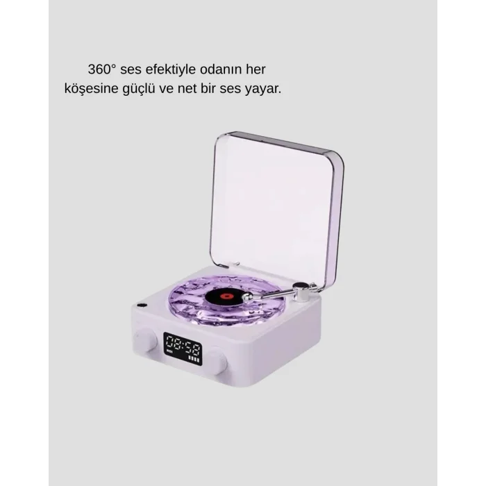 Retro Pikap Hoparlör Bluetooth AUX USB Type-C Projektörlü 360° Sesli Taşınabilir