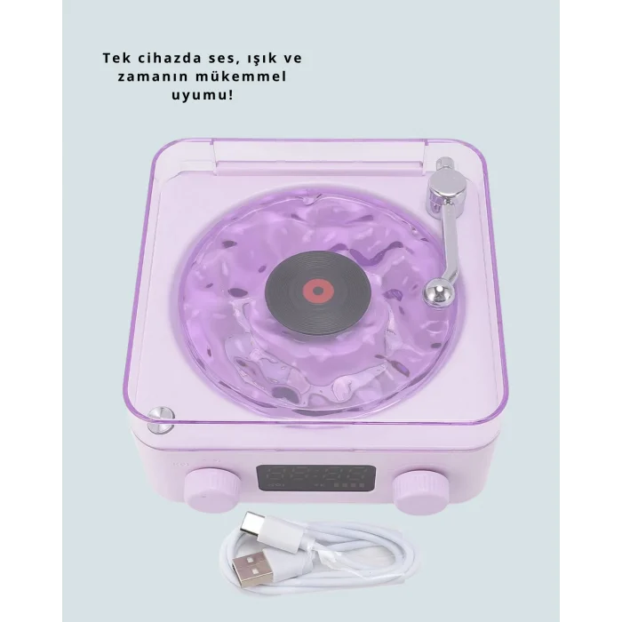 Retro Pikap Tasarımlı Bluetooth Hoparlör – Projektörlü Şarjlı Lamba