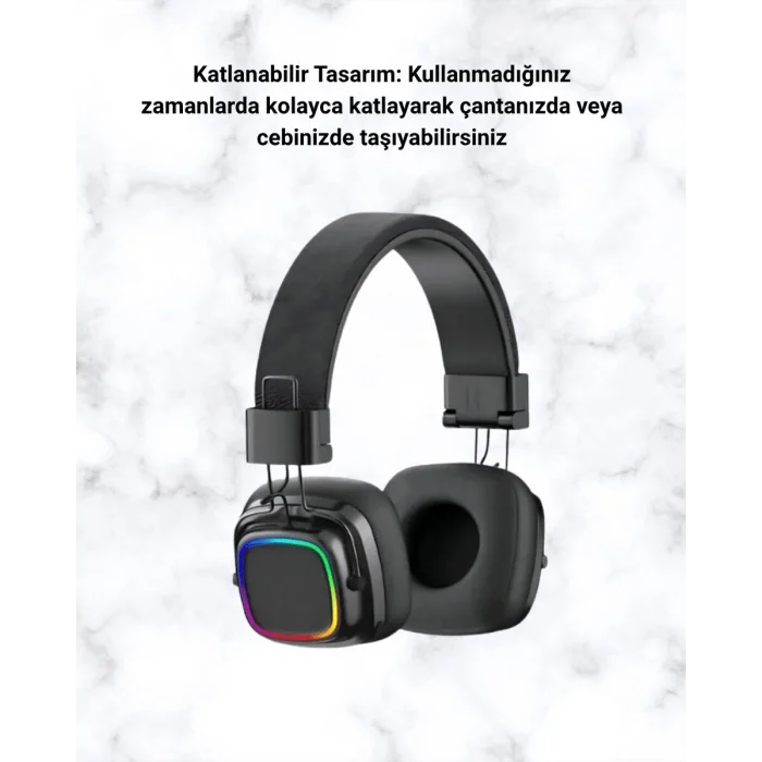 RGB Işıklı Katlanabilir Bluetooth 5.3 Kulak Üstü Kulaklık