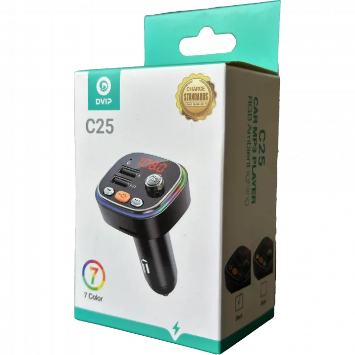 RGB Renkli Araba FM MP3 Çalar Kablosuz Bluetooth 5.0 C25