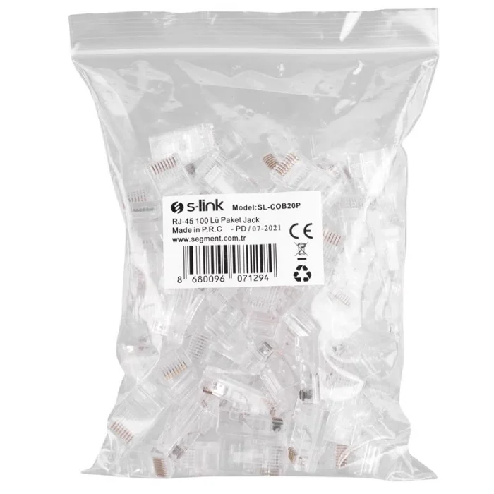 S-LINK SL-COB20P CAT6 EZRJ-45 YENİ NESİL UTP KONNEKTÖR 100 LÜ KUTU