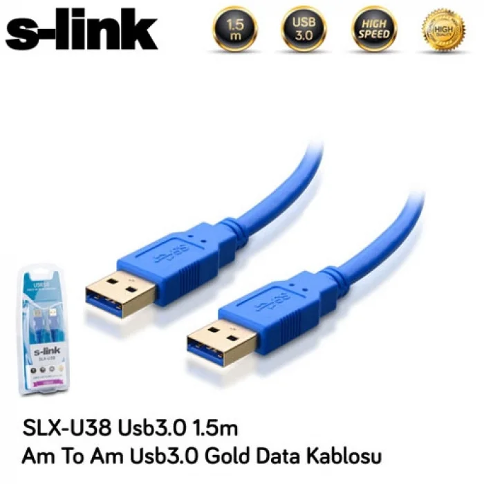 S-LINK SLX-U38 Usb 3.0 (1.5 Metre) USB TO USB Gold Kablo
