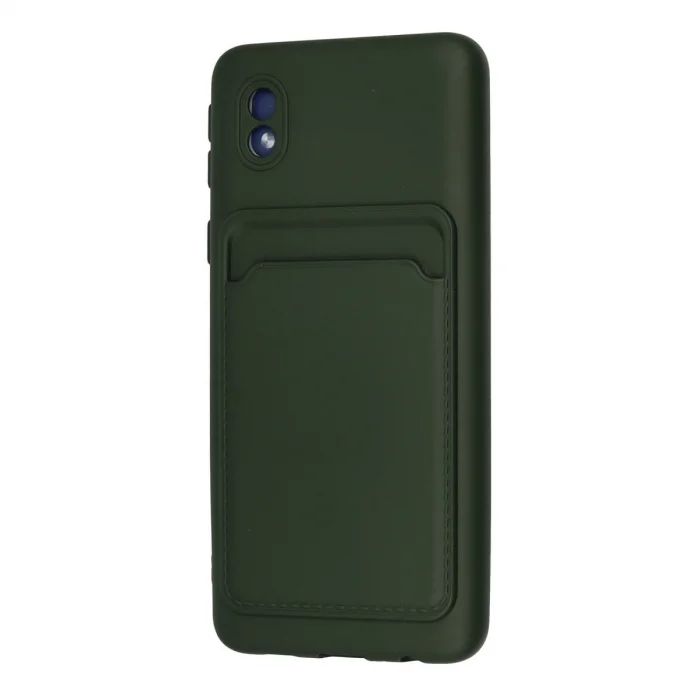 Samsung Galaxy A01 Core Kılıf Kelvin Kartvizitli Silikon - Koyu Yeşil