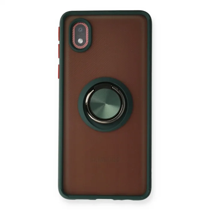 Samsung Galaxy A01 Core Kılıf Montreal Yüzüklü Silikon Kapak - Yeşil