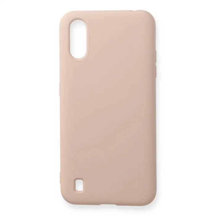 Samsung Galaxy A01 Kılıf Nano İçi Kadife Silikon - Pudra