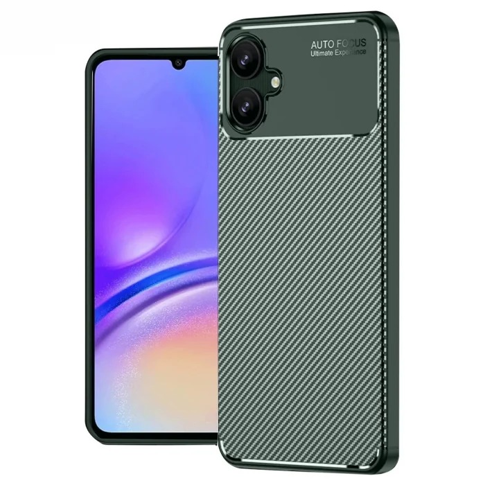 Samsung Galaxy A06 Kılıf Auto Focus Karbon Kapak - Koyu Yeşil