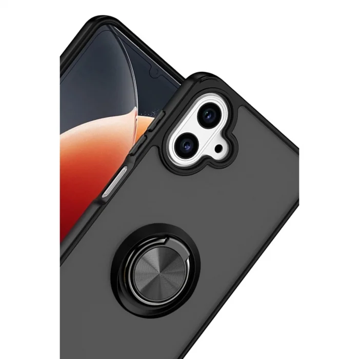 Samsung Galaxy A07 4g Montreal Yüzüklü Silikon Kapak - Siyah